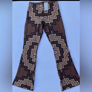 Musera Ties Waist Striped Knit Wide Leg